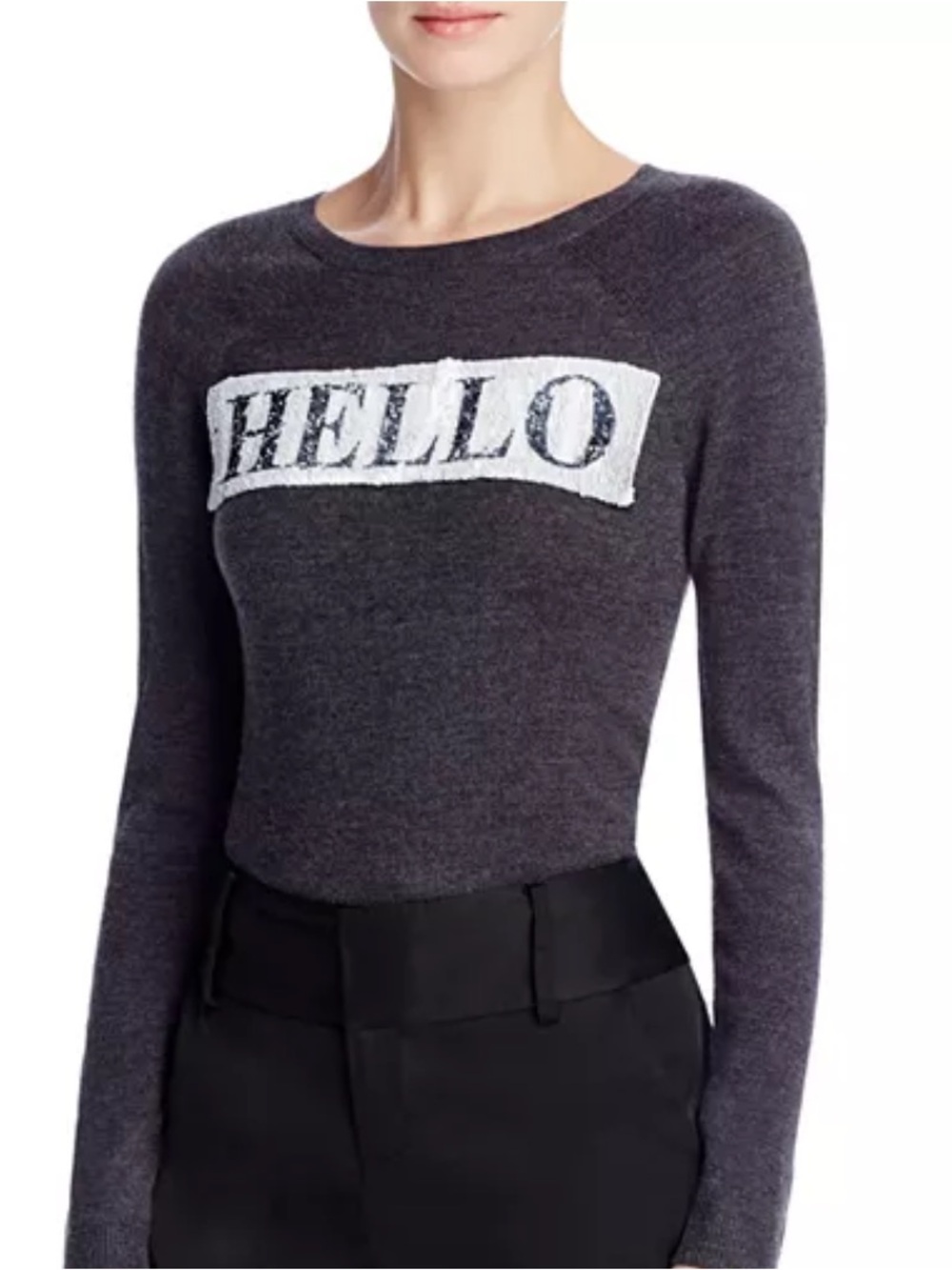 Alice and Olivia Hello Goodbye Embellished Wool Blend Sweater Size Medium